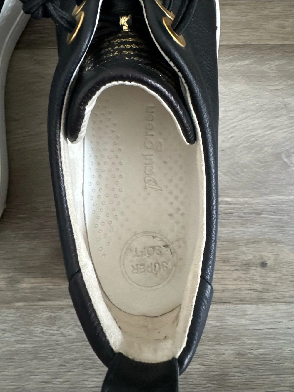 Paul Green Black Leather Faye Platform Sneakers 7.5